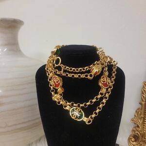 Elegant Gold and Green Chain Necklace